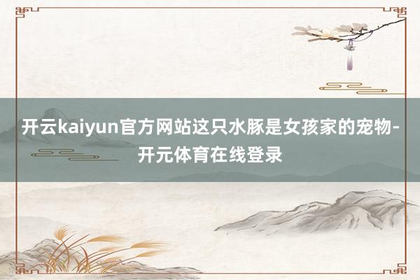 开云kaiyun官方网站这只水豚是女孩家的宠物-开元体育在线登录